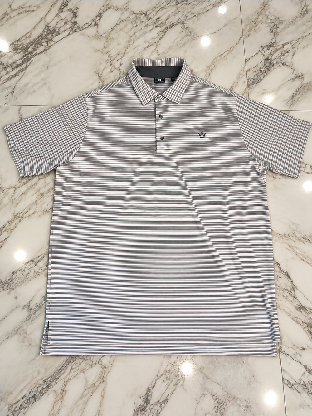 FootJoy FJ Men’s 2XL Striped Golf Polo Shirt Pink Gray NWOT